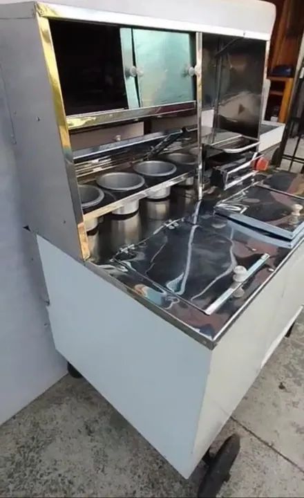 Carrinho de cachorro quente em aço inox