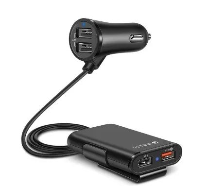 Carregador Veicular Turbo 36w 4 Saídas Usb Cabo 1.8 Metros Preto - Foto 2