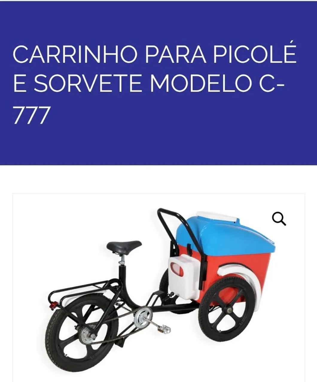Carrinho para Picolé e Sorvete Modelo C-777