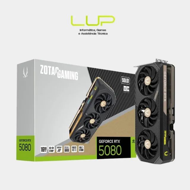Placa de vídeo ZOTAC GeForce RTX 5080 SOLID OC 16GB- Nova lacrada (loja física)