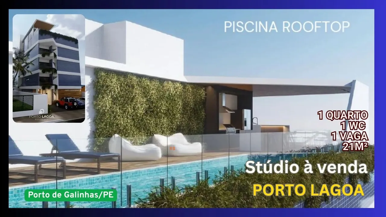 Studio à venda no Porto Lagoa em Porto de Galinhas - Ipojuca/PE 1 quarto 1 wc 1 vaga 21m²