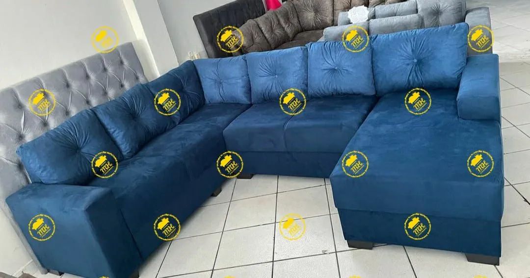 Sofá de canto azul confortável e espaçoso - Foto 2