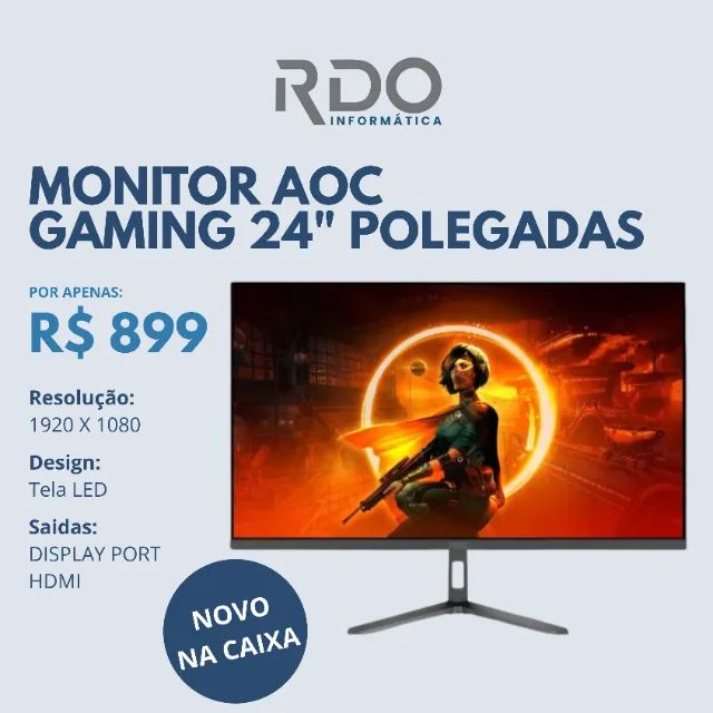 Monitor AOC Gaming 24" Novo 1920x1080 LED, HDMI - Alta Performance