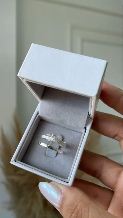 Par de aliança Jade com anel solitário na Prata 950 - 2 milímetros 