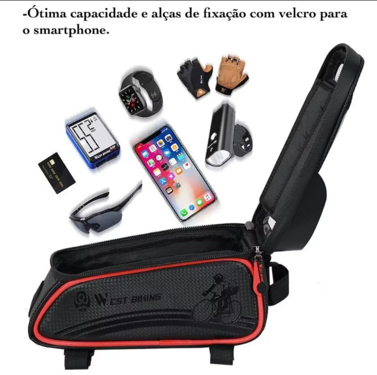 Suporte bolsa para bicicleta celular chuva - Foto 3
