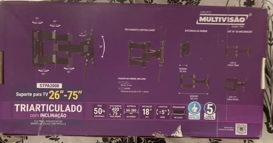 Suporte articulado Tv até 75 polegadas novo, lacrado.  - Foto 4