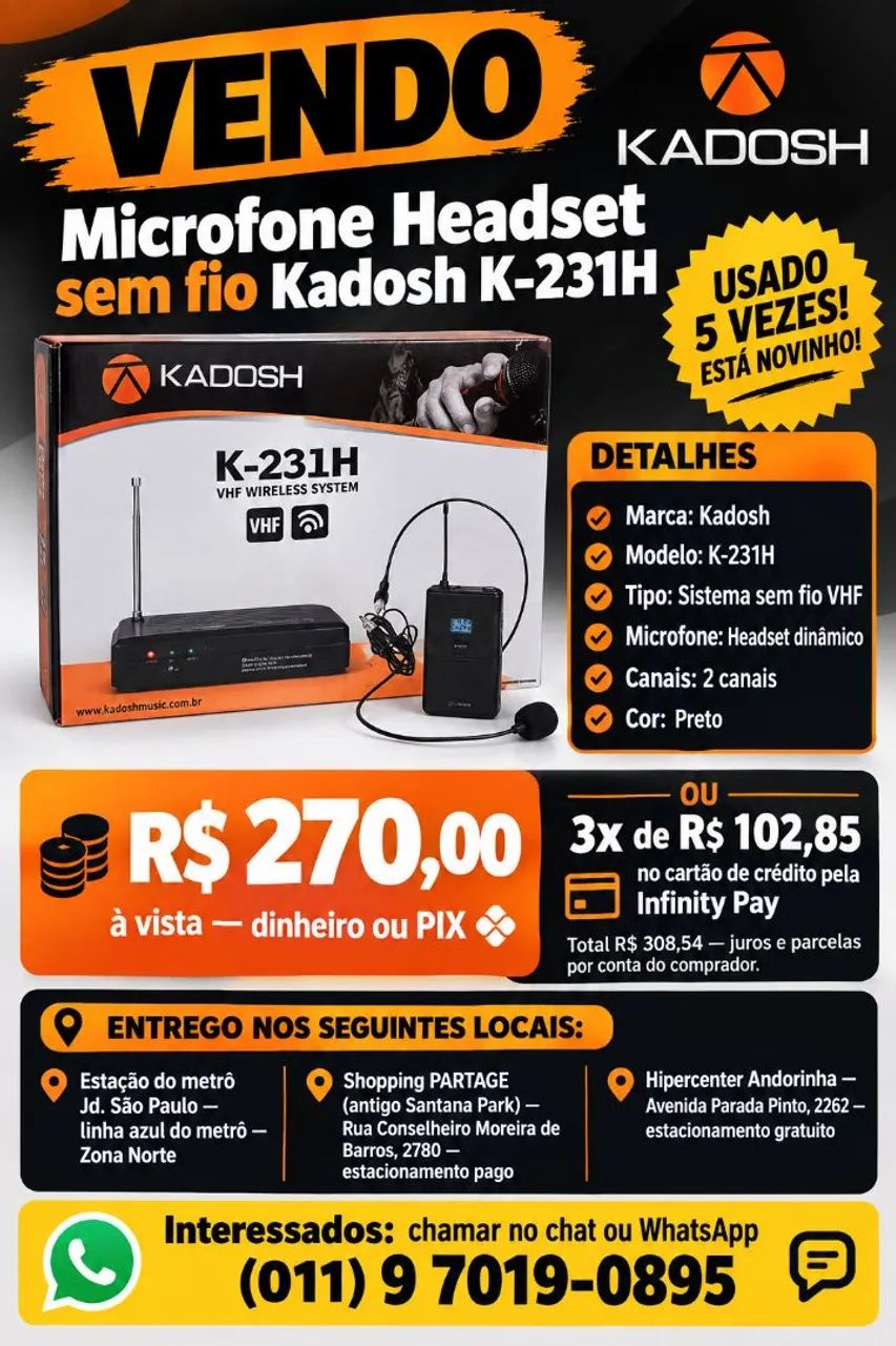 Microfone Headset Kadosh K 231-H Sem Fio - Foto 3