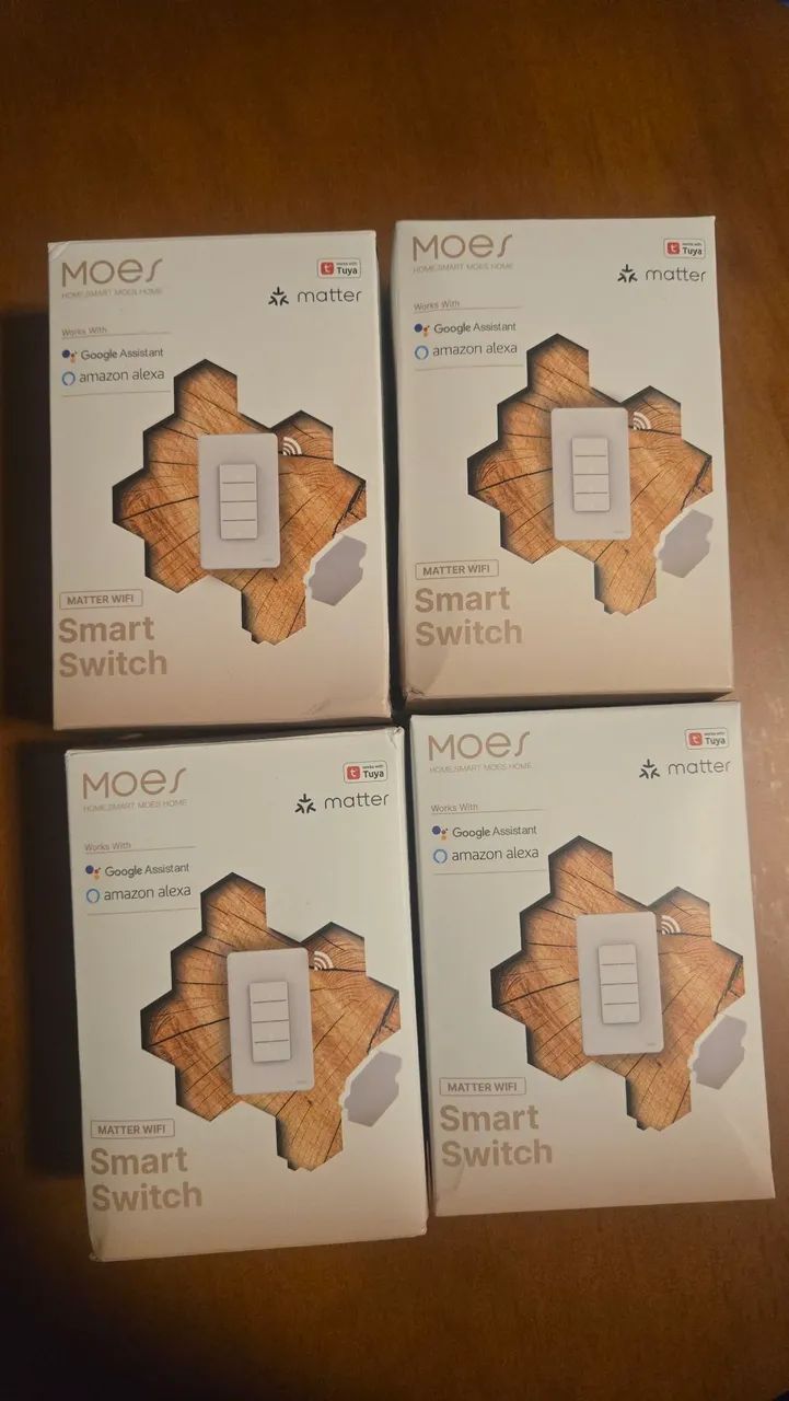 Interruptor inteligente da marca MOES, Matter Wi-Fi. 