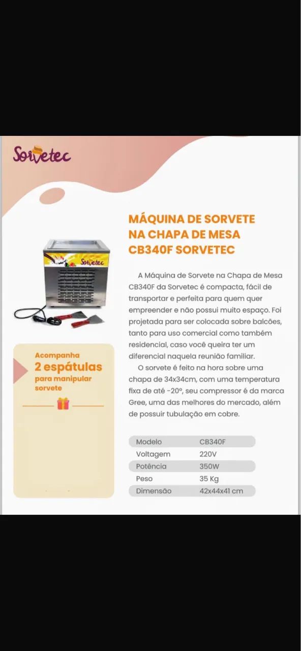 Máquina de sorvete na chapa