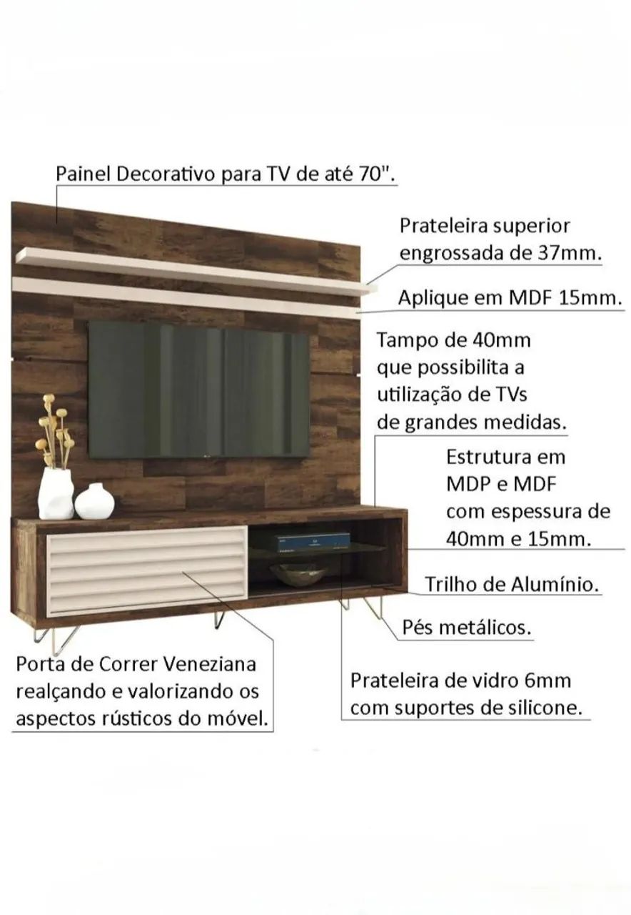 Painel com Rack para TV - Foto 5