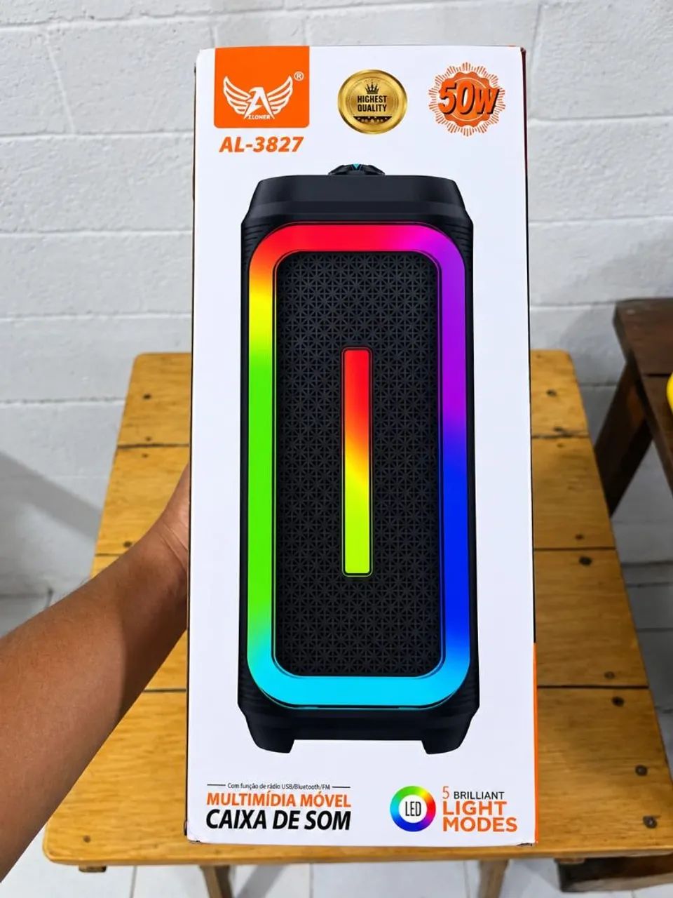 Caixa de Som Bluetooth Portátil 50W com LED RGB - Foto 2