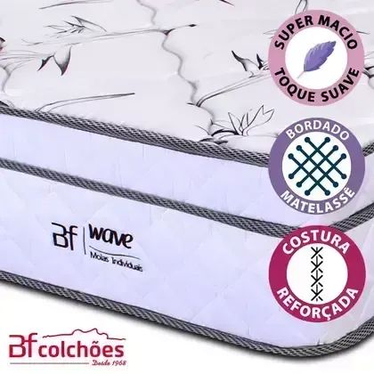 Cama Box Solteiro Colchão Molas Ensacadas Com Pillow e Box Branco 88x188x58cm BF - Foto 5