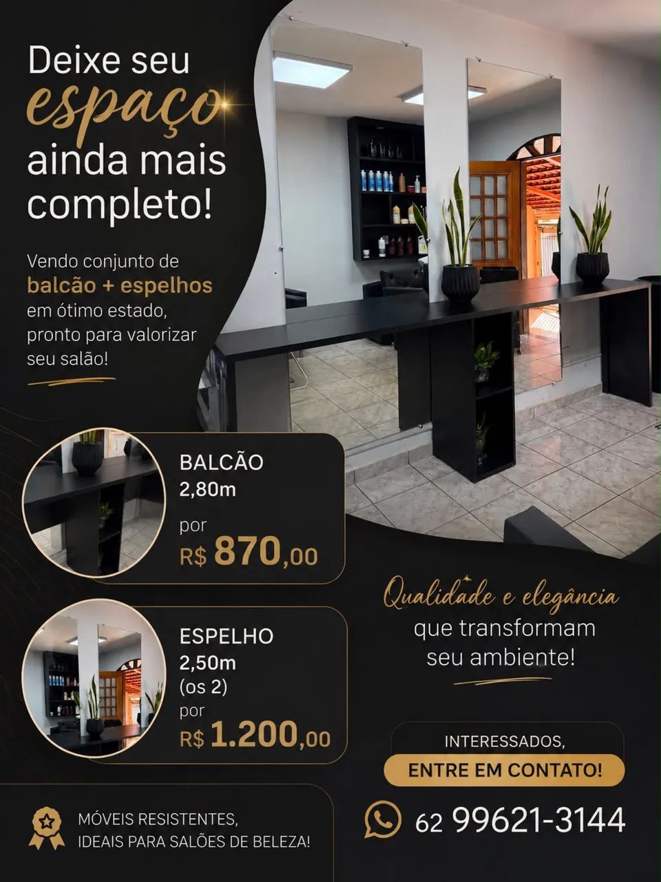 Lavatório e bancada de salão 