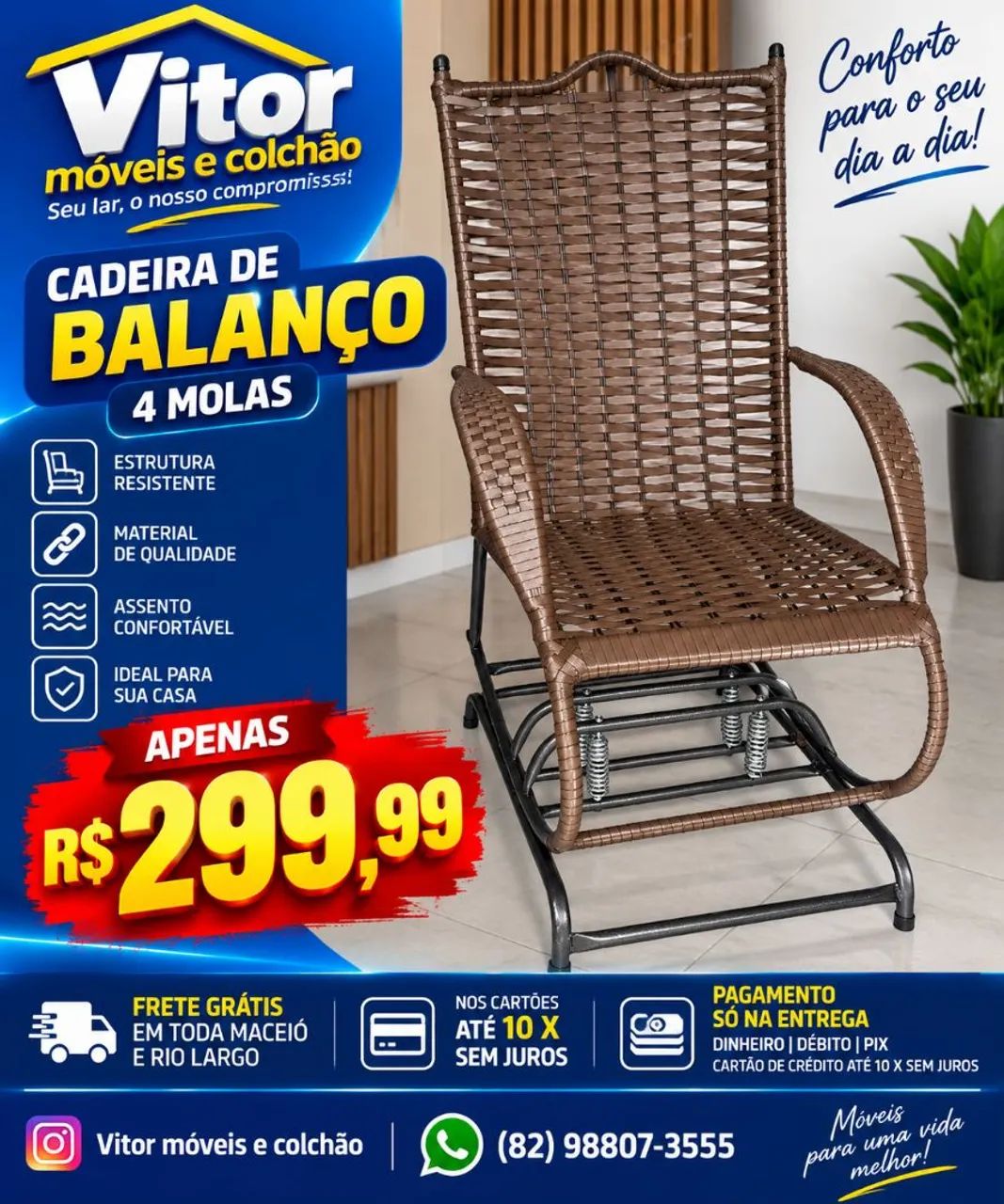 OFERTAS DE CADEIRA DE BALANÇO 4 MOLAS  - Foto 2