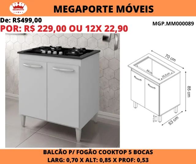 Balcão Jade para Cooktop 5 Bocas - Foto 2