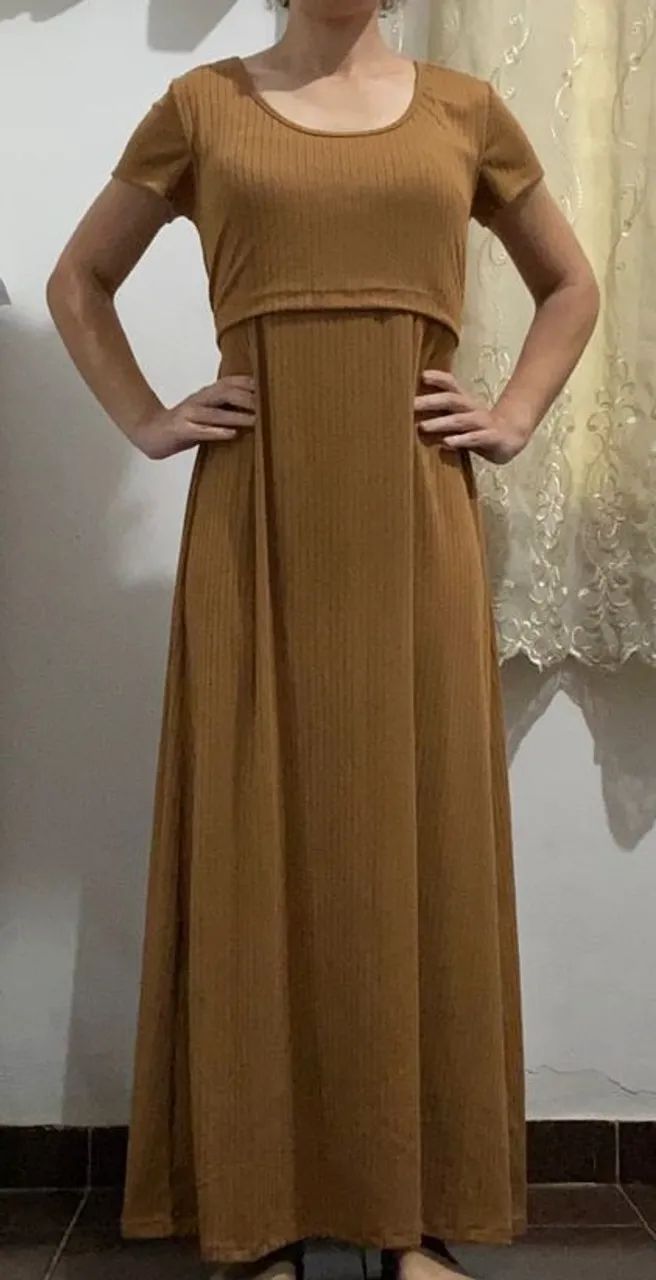 Vestido Amamentação Marrom - Tam M - Foto 2