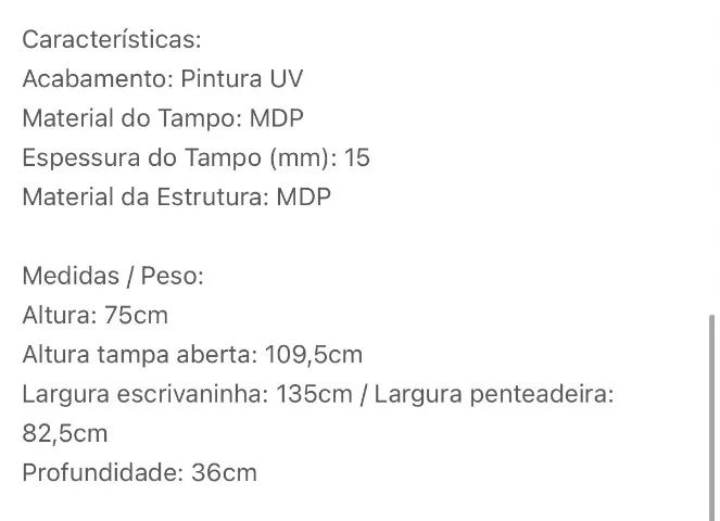 ESCRIVANINHA + PENTEADEIRA BRANCO  - Foto 3