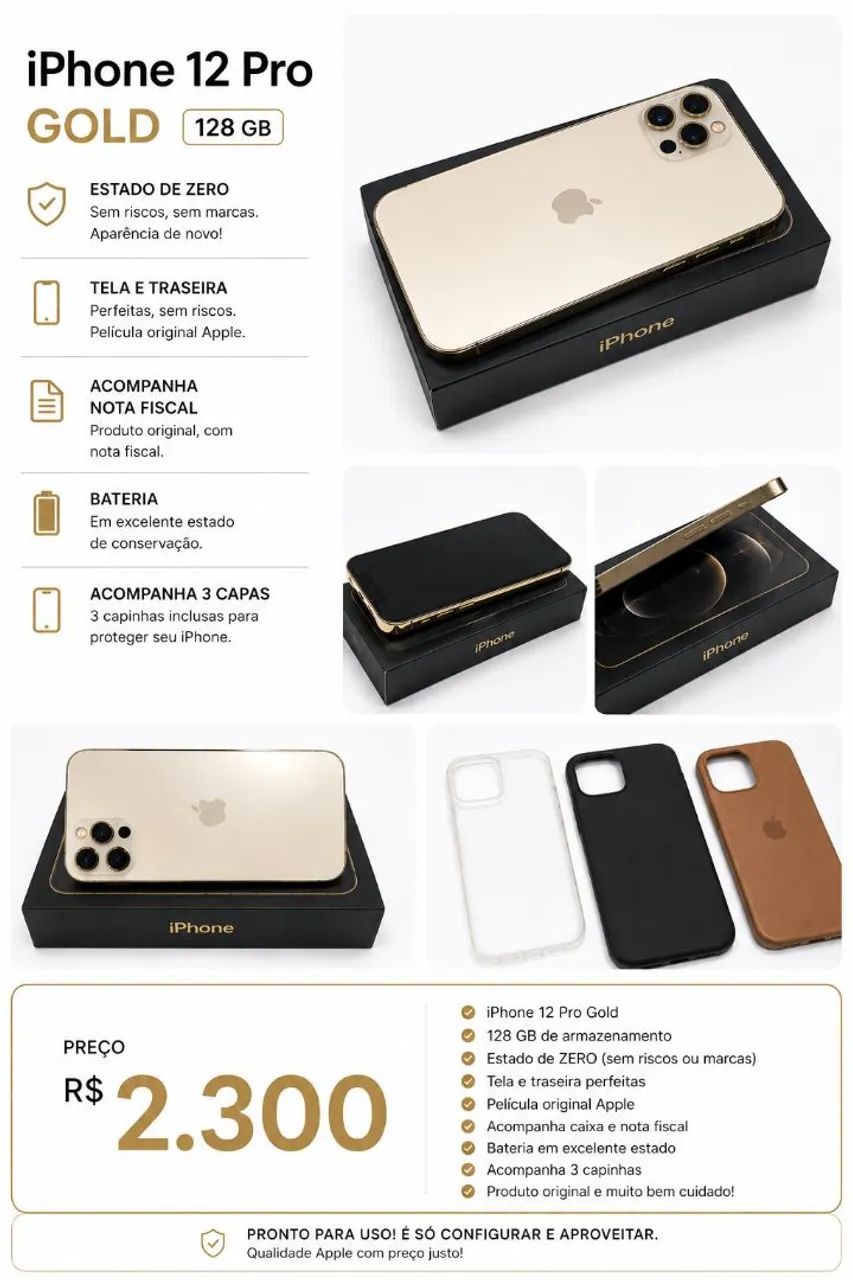 IPHONE 12 PRO GOLD - Celulares e Smartphones - Santo Antônio