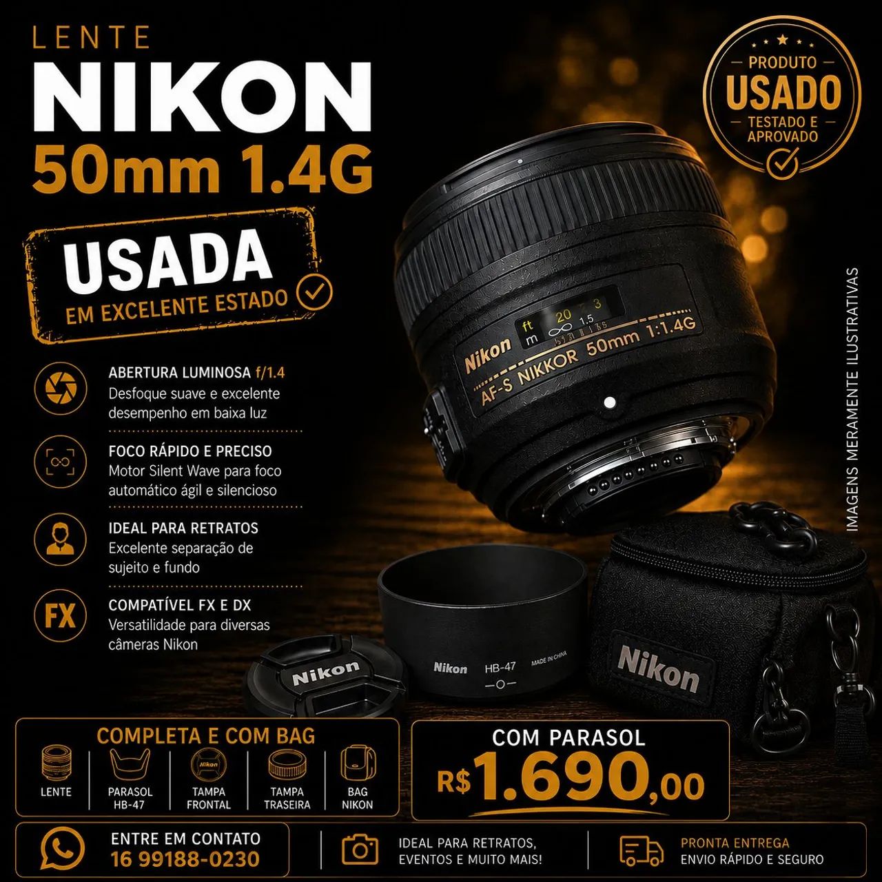 Nikon 50mm f/1.4g ed af-s - Acessórios para Câmeras e Filmadoras