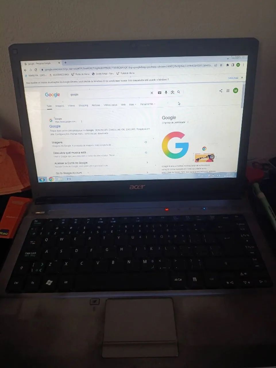 Notebook Accer funcionando perfeitamente 