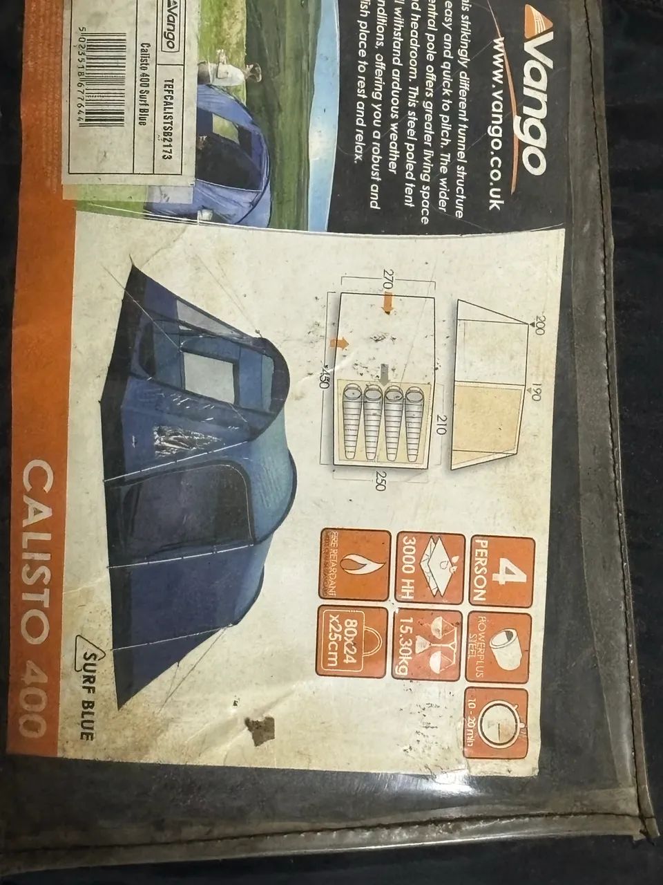 Barraca Vango Calisto 400 Surf Blue - 4 Pessoas (Importada / Alta Resistência)