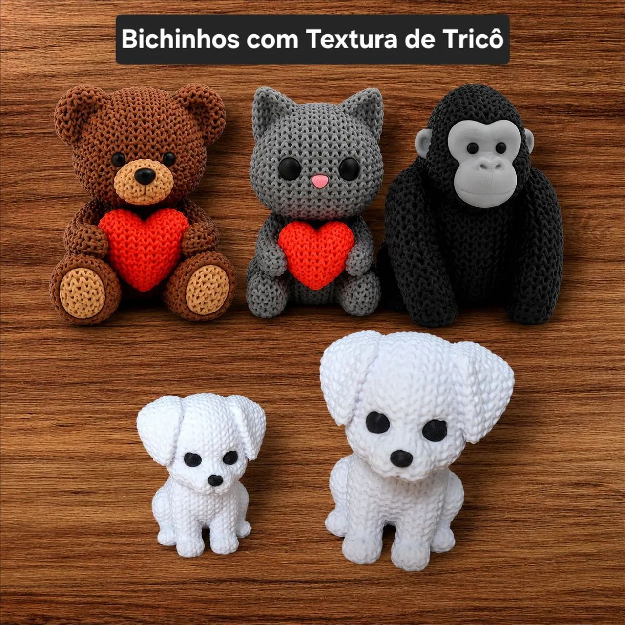 Bichinhos Com Textura de Tricô Colecionáveis