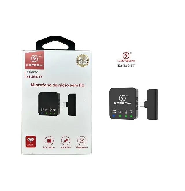 Microfone Lapela Sem Fio Usb C Kapbom