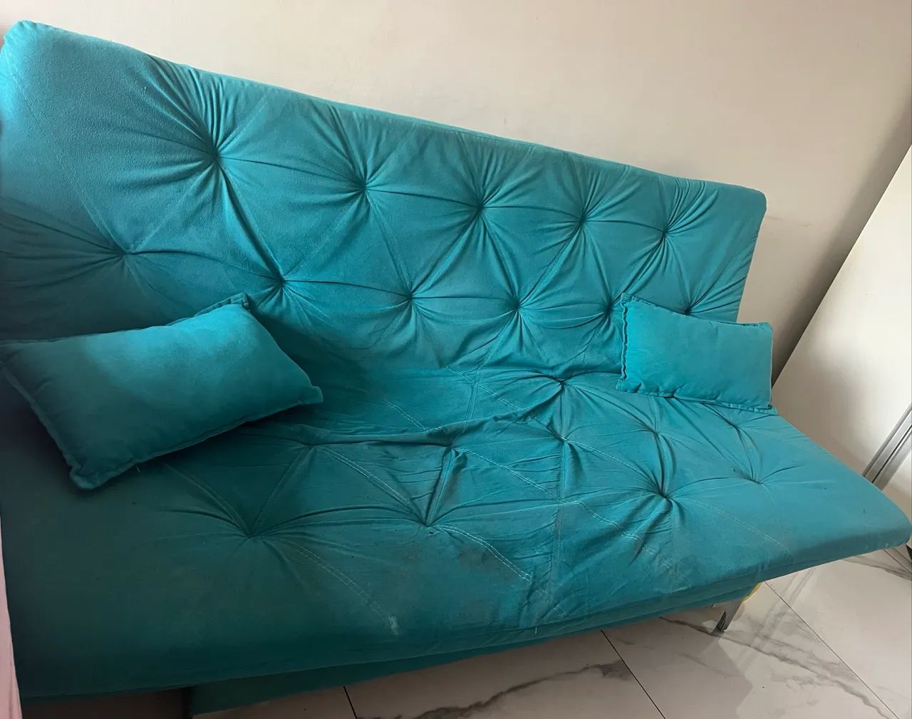 Sofá-cama Azul Turquesa - 3 lugares - Foto 2