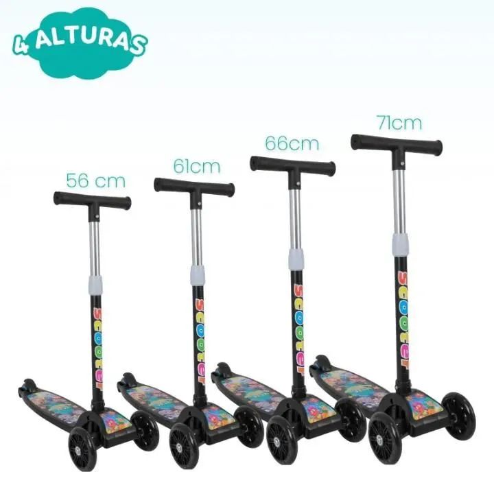 Patinete infantil 3 rodas com luzes led dobrável e ajustável Atentu Kids - Novo - Foto 4