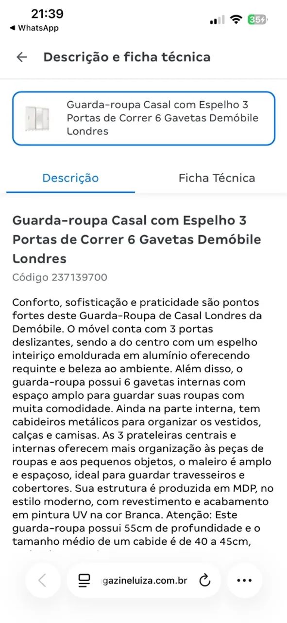 GUARDA-ROUPA 3 PORTAS DE CORRER  - Foto 4