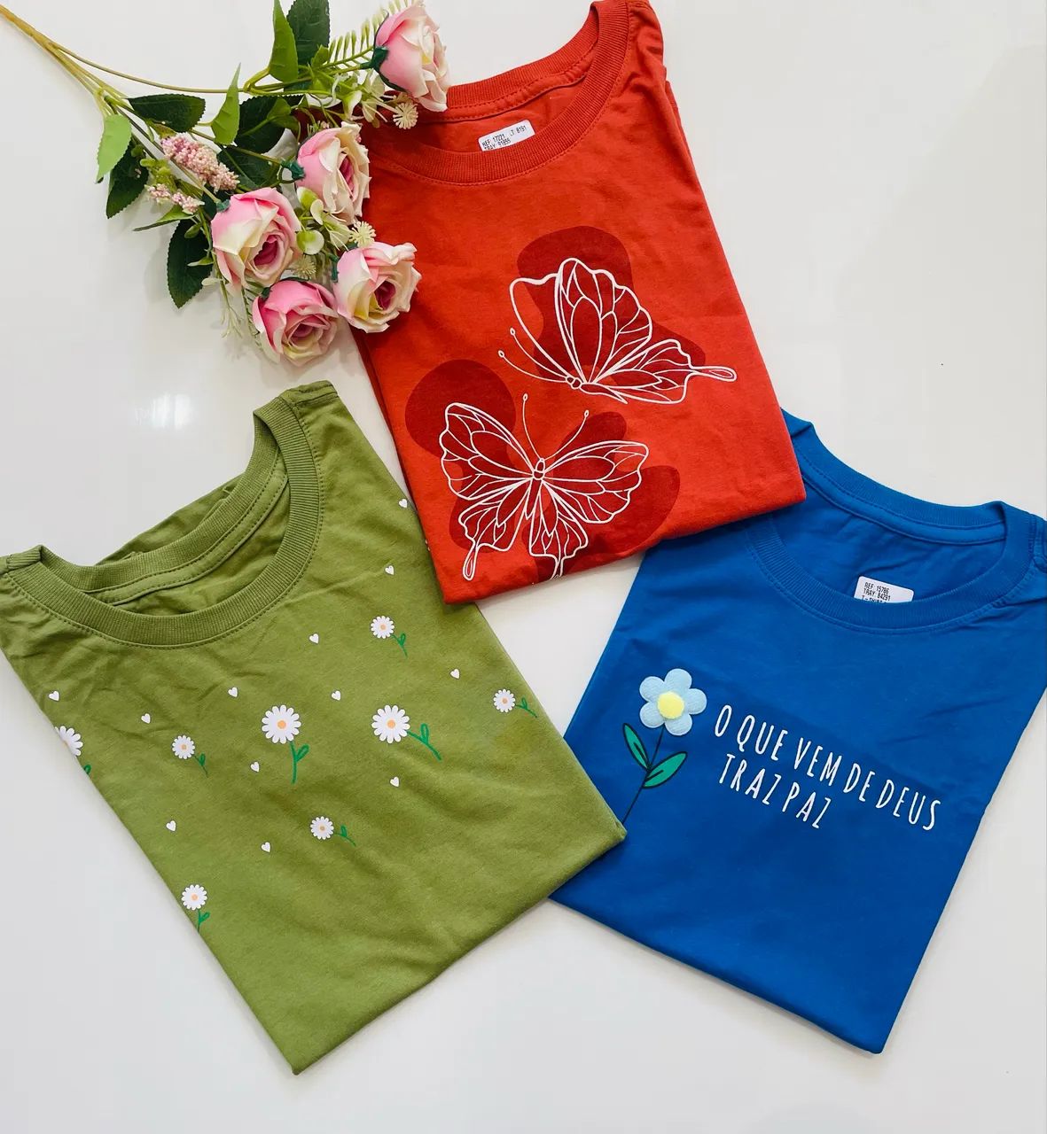 T-shirt feminina 100% algodão 