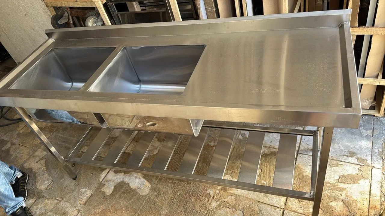 Pia inox duas cubas 1,80x60x90 - Foto 3