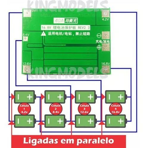 Placa Proteção Bms 3s 60a c arregador de pilhas 18650 - Foto 2