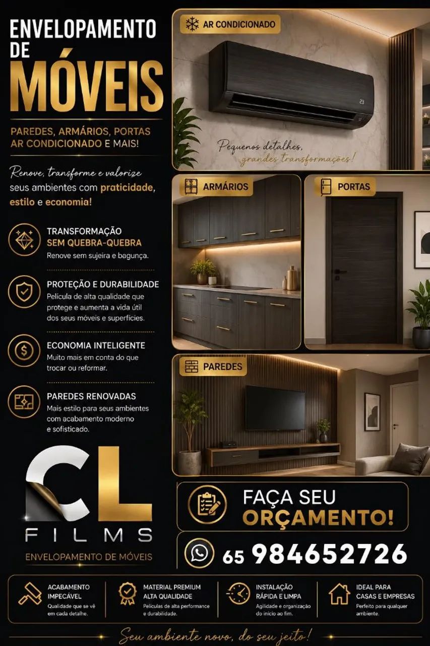 Envelopamento Armários portas e paredes 