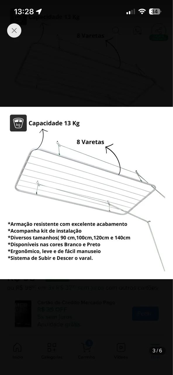 Varal de teto - Foto 2