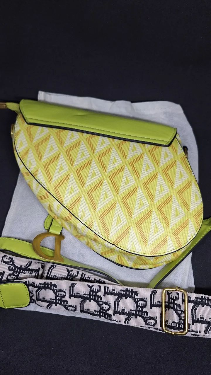 Bolsa Saddle Dior Inspired - Cinza CD verde lima (Nova) - Foto 3