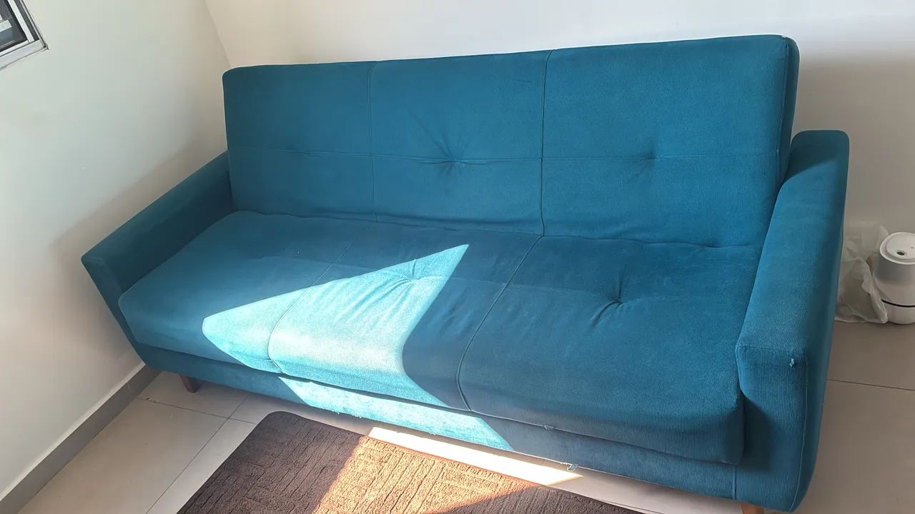 Sofá cama 3 lugares com baú 