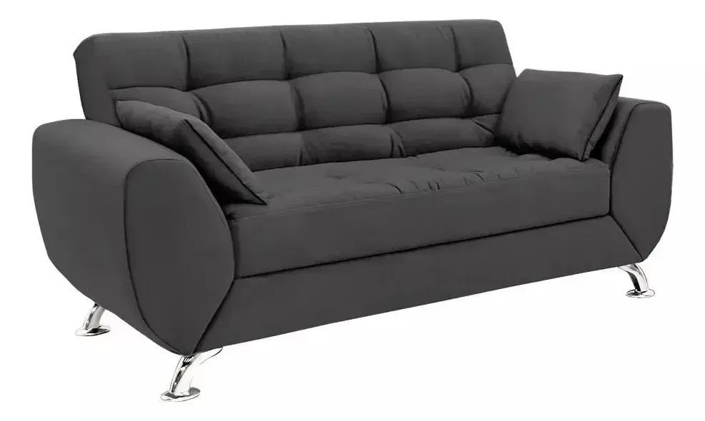 Sofá 2 Lugares Larissa Suede Cinza - Modern 