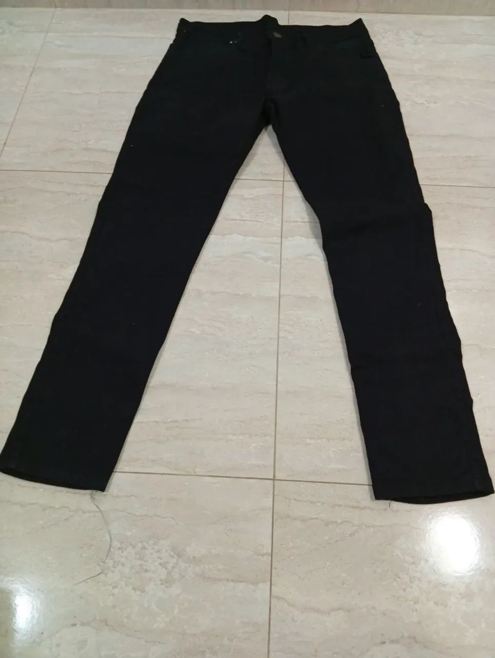 Calça Jeans Masculina Corte Reto 44 Preta - Nova