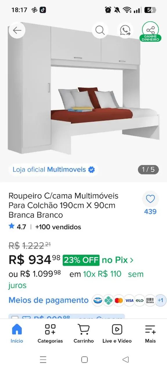CAMA DE SOLTEIRO COM GUARDA ROUPA  - Foto 2