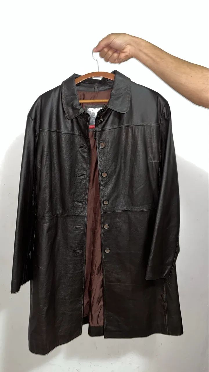 Casaco de couro toscana sportswear marrom - Foto 2