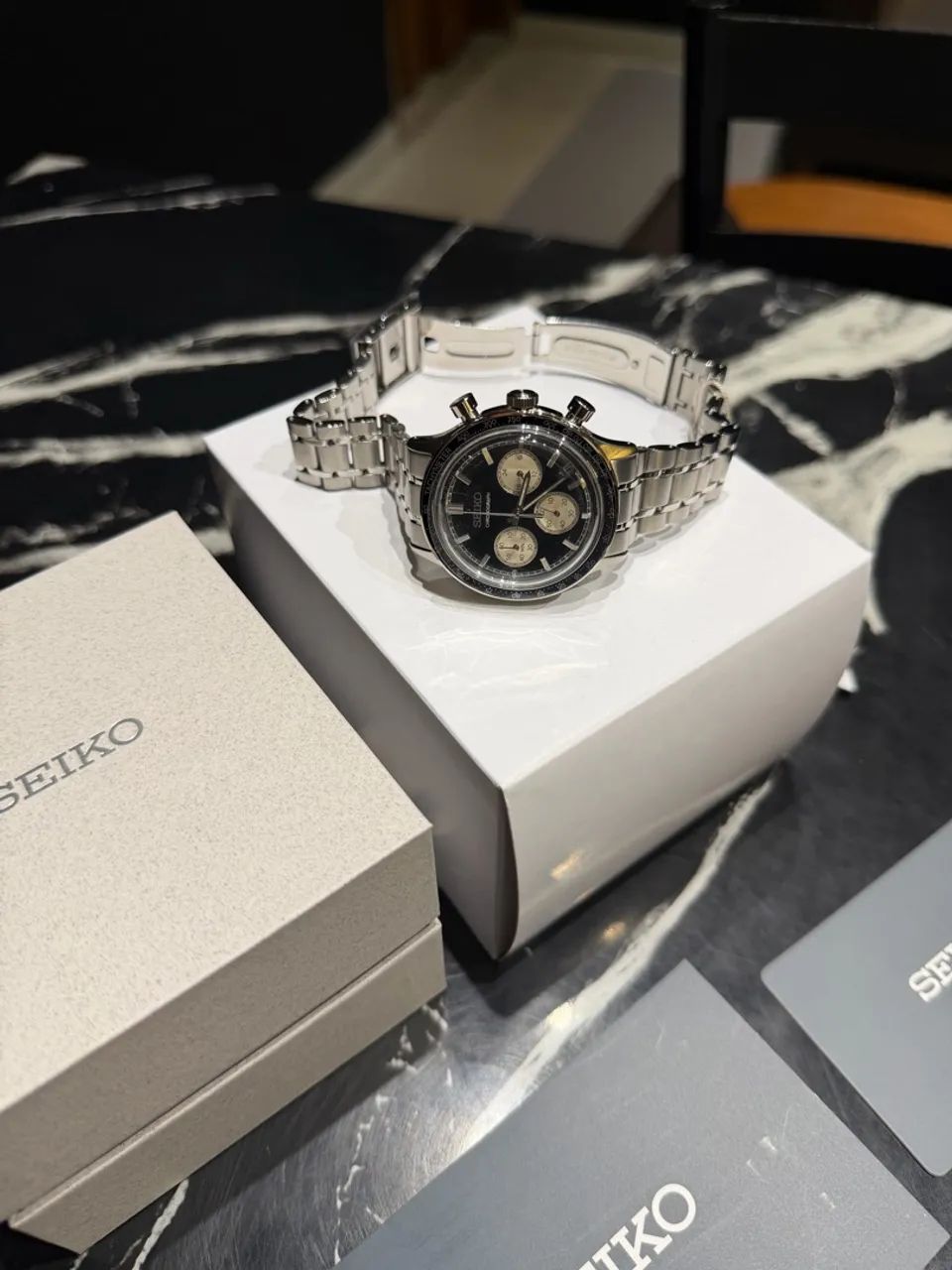 Relógio Seiko Chronograph Panda Reverso - Foto 4