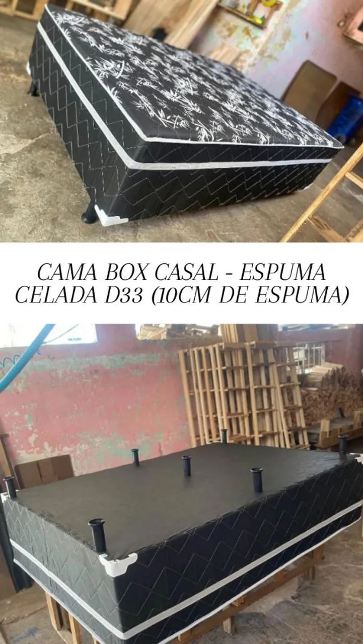 Cama box casal - Espuma 10cm celada