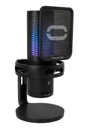 Microfone Gamer Usb Unidirecional Rgb Com Fone E Pop Filter