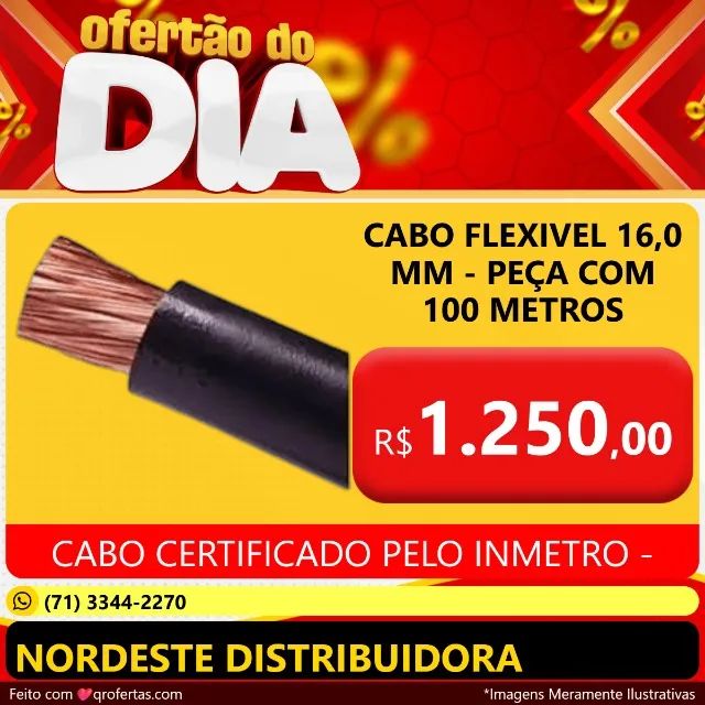 CABO FLEXIVEL 16,0 MM - COM CERTIFICAÇÃO DO INMETRO - FIO CABO FLEXIVEL DE 16 MM FLEX