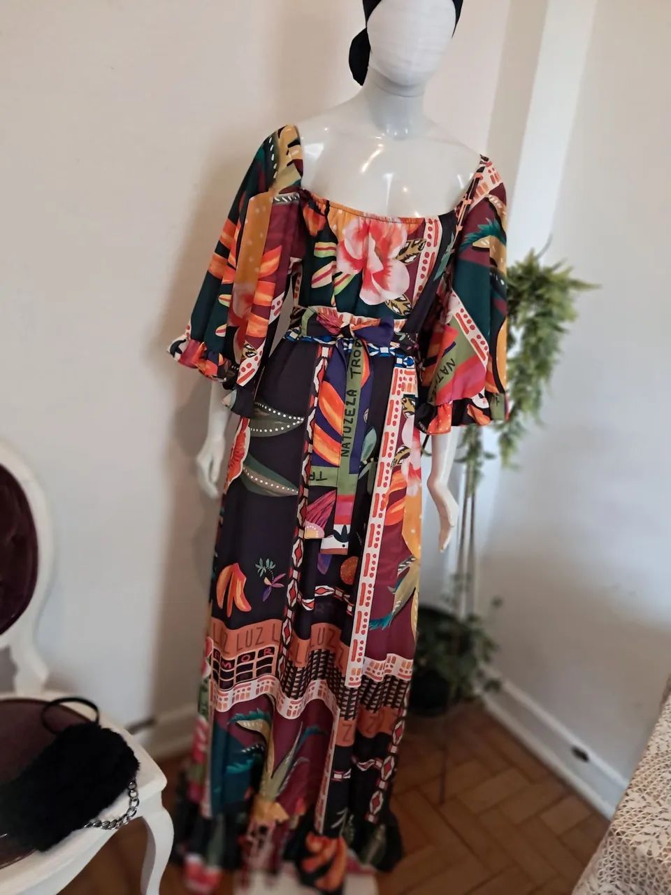Vestido longo modelo Africano Manga 3/4 - Foto 2