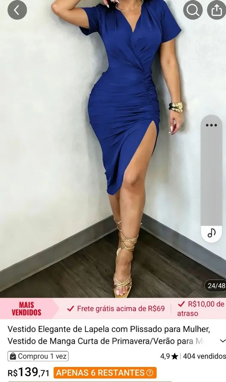 Vestido azul, tamanho (38, estica)