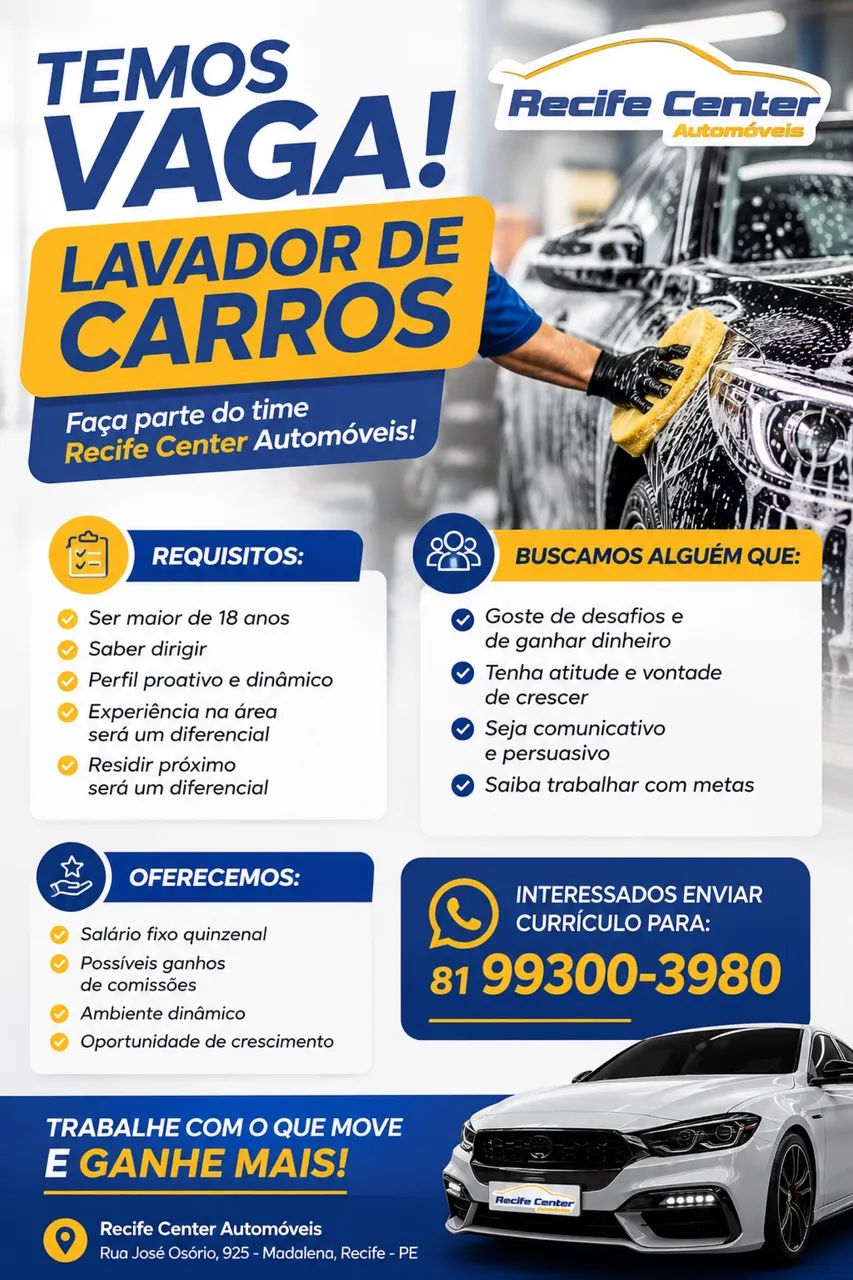 Vaga Lavador de carros
