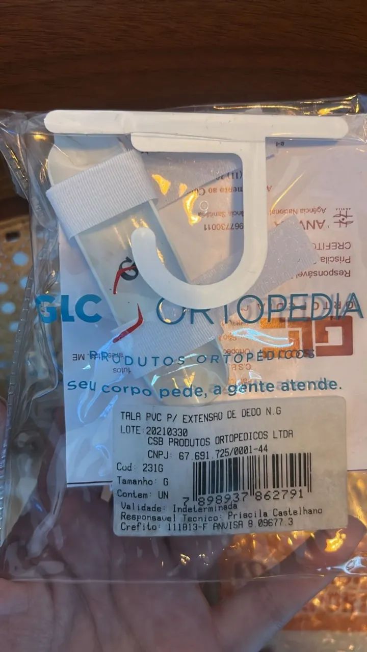 TALA PUC PARA EXTENSAO DE DEDO