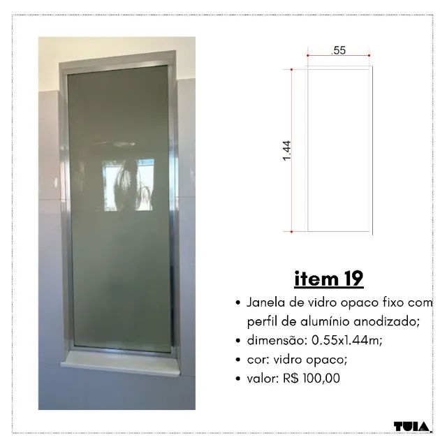 Janela de Vidro Opaco Fixo - Foto 2